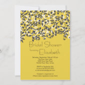 Modern Black Leaf Scroll Bridal Shower Kaart (Voorkant)