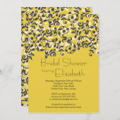 Modern Black Leaf Scroll Bridal Shower Kaart (Voorkant / Achterkant)