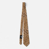 Modern Black Leopard Print Monogram Mannen Stropdas (Achterkant)