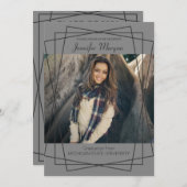 Modern Black Lijst Photo Afstuderen Invitation Kaart (Voorkant / Achterkant)