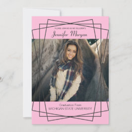 Modern Black Lijst Photo Afstuderen Invitation Kaart