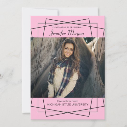 Modern Black Lijst Photo Afstuderen Invitation Kaart (Voorkant)
