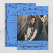 Modern Black Lijst Photo Afstuderen Invitation Kaart (Voorkant / Achterkant)