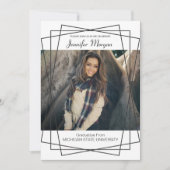 Modern Black Lijst Photo Afstuderen Invitation Kaart (Voorkant)