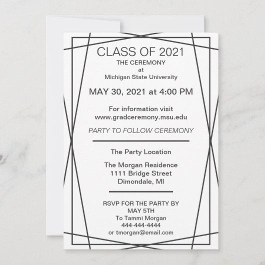 Modern Black Lijst Photo Afstuderen Invitation Kaart (Achterkant)