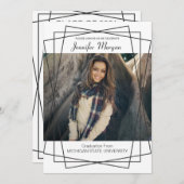 Modern Black Lijst Photo Afstuderen Invitation Kaart (Voorkant / Achterkant)
