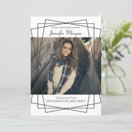 Modern Black Lijst Photo Afstuderen Invitation Kaart