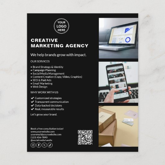 Modern Black Logo Marketing Creatief Bedrijf Flyer (Voorkant)