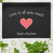 Modern Black Love Heart Theedoek (Gevouwen)