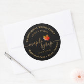 Modern Black Maple Syrup Label Leaf Script (Envelop)