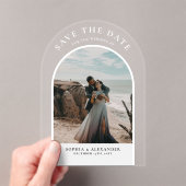 Modern black marble arch frame photo minimalist acryl uitnodigingen (Insitu (Draagbaar))