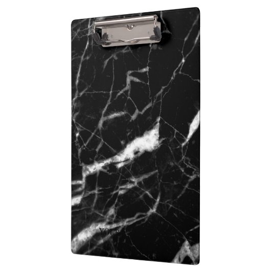 Modern Black Marble Designer Persoonlijk Klembord (Links)