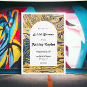 Modern Black Melted Gold Abstract Vrijgezellenfees Kaart