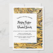 Modern Black Melted Gold Stylish Abstract Wedding Kaart (Voorkant)