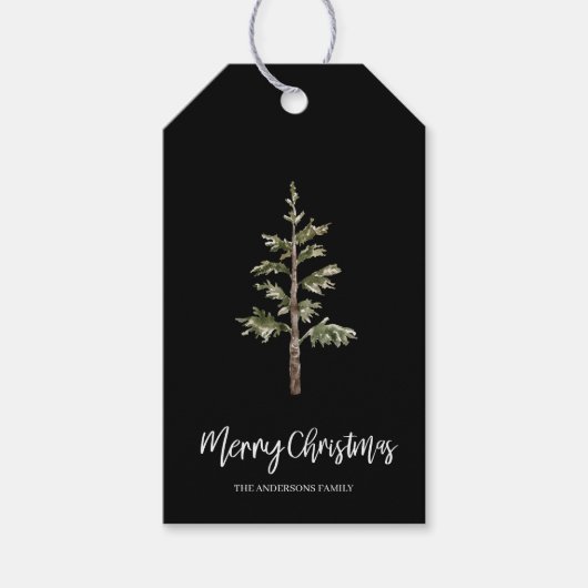“Modern Black Merry Christmas Cadeaulabel (Voorkant)