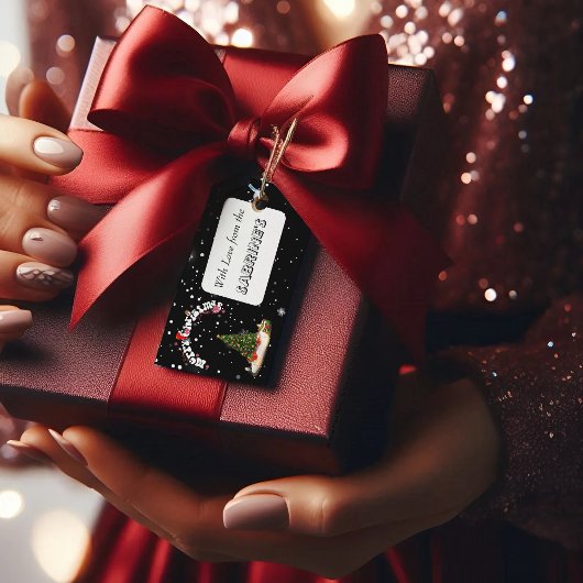 Modern Black Merry Christmas Graffiti Gift Label Cadeaulabel