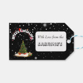 Modern Black Merry Christmas Graffiti Gift Label Cadeaulabel (Voorkant (Horizontaal))