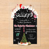 Modern Black Merry Christmas Graffiti Party  Acryl Uitnodigingen (Voorkant)
