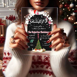 Modern Black Merry Christmas Graffiti Party  Acryl Uitnodigingen