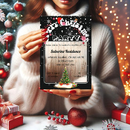 Modern Black Merry Christmas Graffiti Party  Acryl Uitnodigingen