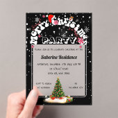 Modern Black Merry Christmas Graffiti Party  Acryl Uitnodigingen (Insitu (Draagbaar))