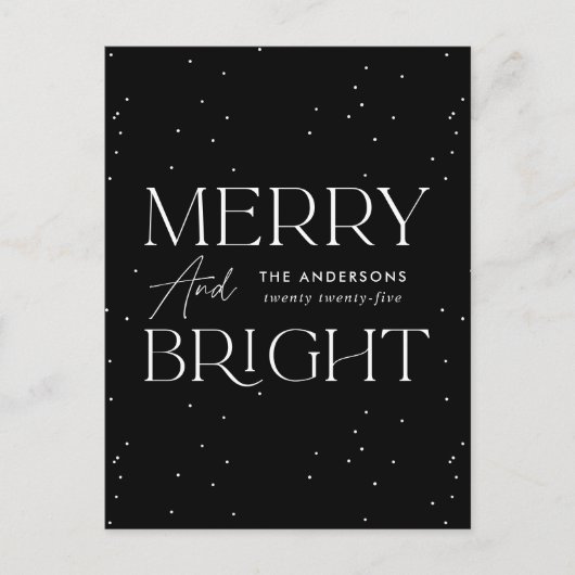 Modern Black Merry en Bright non-Photo Feestdagenkaart (Voorkant)