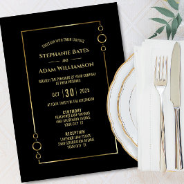 Modern Black met Gold Lijst Wedding Invitation Kaart