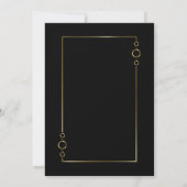Modern Black met Gold Lijst Wedding Invitation Kaart (Achterkant)