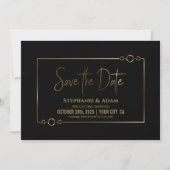 Modern Black met Gold Lijst Wedding Save the Date (Voorkant)