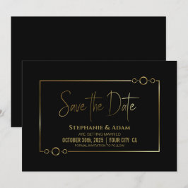 Modern Black met Gold Lijst Wedding Save the Date