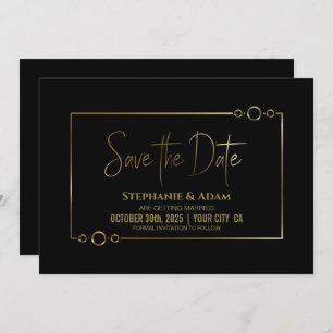 Modern Black met Gold Lijst Wedding Save the Date