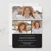 Modern Black minimal 4 Photo script Afstuderen Kaart (Achterkant)