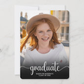 Modern Black minimal 4 Photo script Afstuderen Kaart (Voorkant)