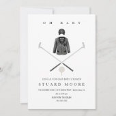 Modern Black Minimal golf baby shower uitnodiging (Voorkant)
