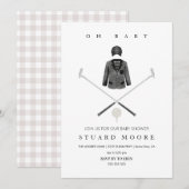 Modern Black Minimal golf baby shower uitnodiging (Voorkant / Achterkant)