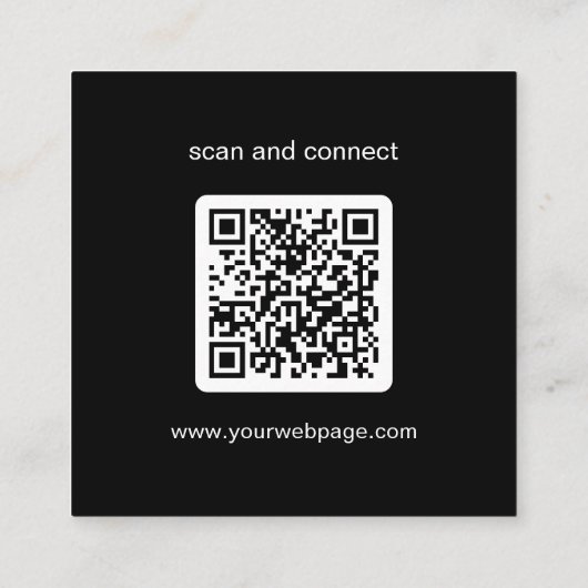Modern Black Minimal QR Code Logo Vierkante Visitekaartje (Achterkant)