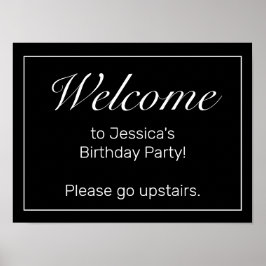 Modern Black Minimalist Birthday Welcome Sign Poster