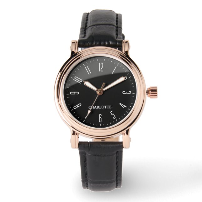 Modern Black Minimalist Custom Contemporary Office Horloge (Voorkant)