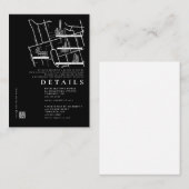 Modern Black Minimalist Details Weddenschap Informatiekaartje (Voorkant / Achterkant)