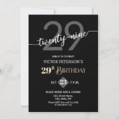 Modern Black Minimalist Men 29th Birthday Party Kaart (Voorkant)
