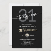 Modern Black Minimalist Men 31st Birthday Party Kaart (Voorkant)