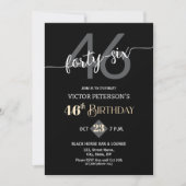 Modern Black Minimalist Men 46th Birthday Party Kaart (Voorkant)