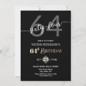 Modern Black Minimalist Men 64th Birthday Party Kaart (Voorkant)