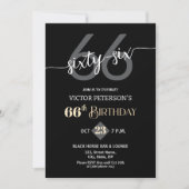 Modern Black Minimalist Men 66th Birthday Party Kaart (Voorkant)