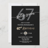 Modern Black Minimalist Men 67th Birthday Party Kaart (Voorkant)