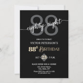 Modern Black Minimalist Men 88th Birthday Party Kaart (Voorkant)