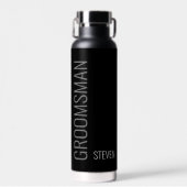 Modern Black Minimalist Personalized Groomsman Waterfles (Voorkant)