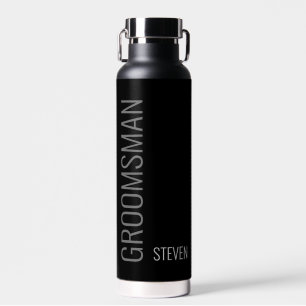 Modern Black Minimalist Personalized Groomsman Waterfles