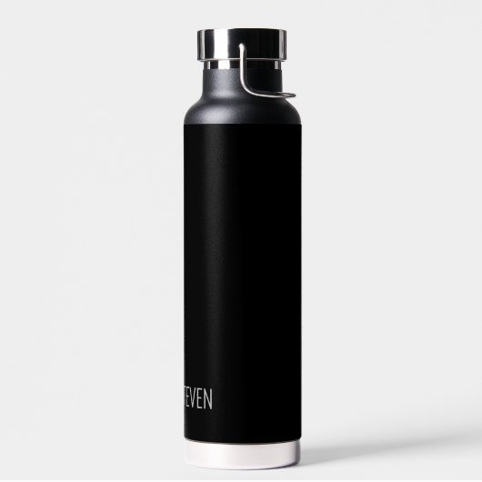 Modern Black Minimalist Personalized Groomsman Waterfles (Links)