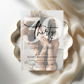 Modern Black Minimalist Thirty 30th Birthday Party Kaart